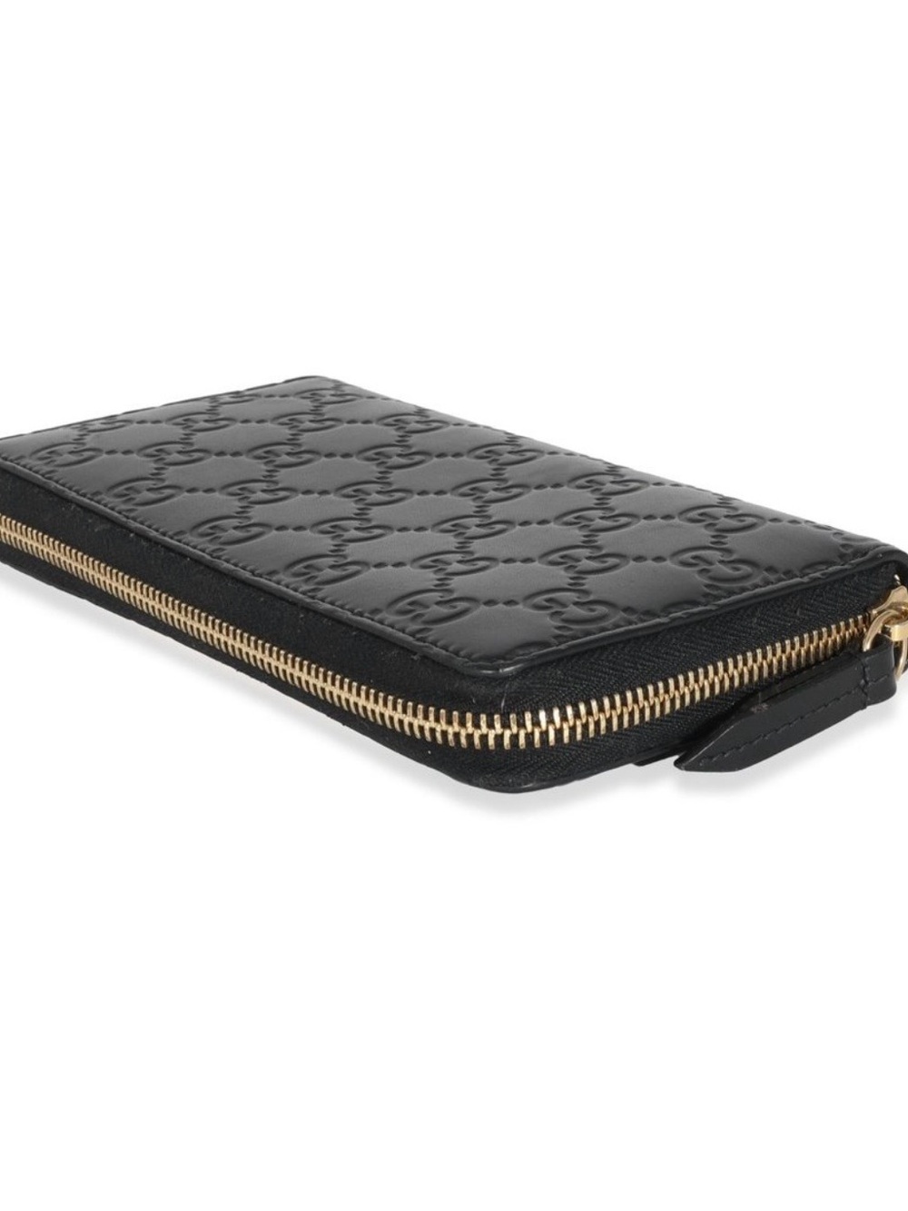 Gucci Black Embossed GG Zip Wallet with Gold Hardware - Picture 6 of 6